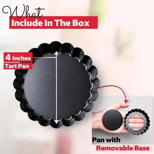 Tart Pan 4 In 8 Pack, 9 In 1 Pack Removable bottom- Carbon Steel