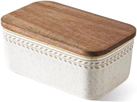 LE TAUCI Butter Dish with Lid for Countertop, Ceramic Butter