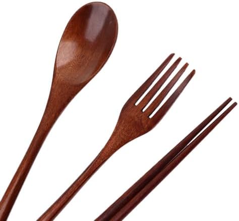 Kopida Large Acacia Wood Round Serving Bowl with Utensils Wooden Forks