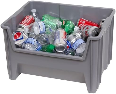 Akro-Mils Stak-N-Store Plastic Storage Bin, Gray, 3 Pack