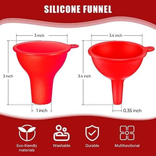 Silicone Funnels 4 Pieces Wide Mouth Funnel Small and Large, Red