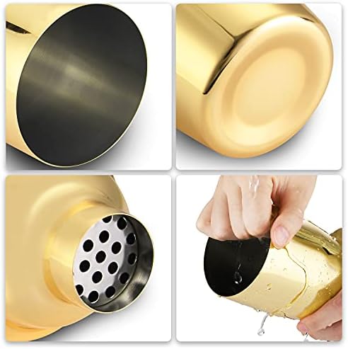 LUCKYGOOBO Cocktail Shaker,24oz Martini Shaker,Drink Shaker Mixer,Gold