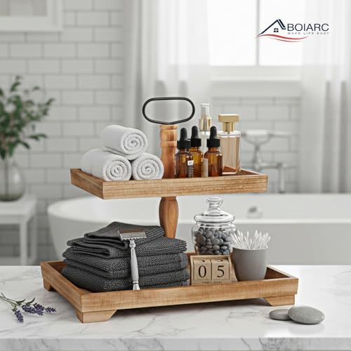 Rustic Tiered Tray, Farmhouse Tiered Serving Tray Decor