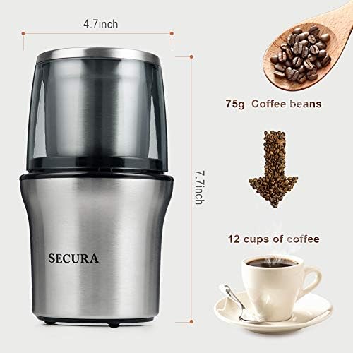 Secura Electric Coffee Grinder and French Press Coffee Maker