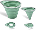 Stainless Steel Rim Silicone Collapsible Funnel Set, 2 Pack Large &