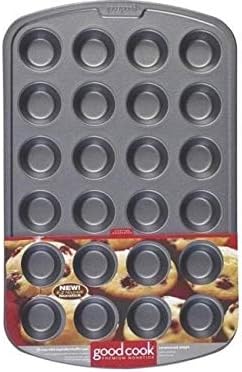 GoodCook Bradshaw Mini Muffin Pan 24 Cup, Classic, Round, Gray