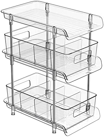 3 Tier Clear Bathroom Organizer with Dividers