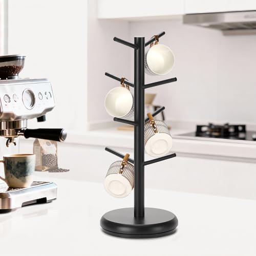 BAMBANG Mug Holder, 360° Rotating Mug Tree Holds 8 Coffee Cups, Space