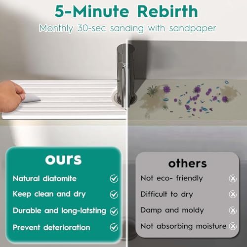 16 Inch Stone Faucet Mat for Kitchen Sink, White