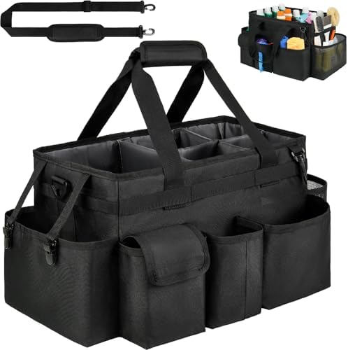 Large Cleaning Caddy Bag with Handle, Black