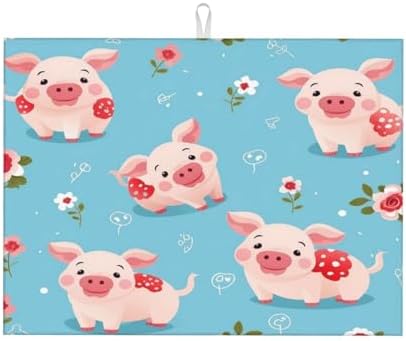 Microfiber Dish Drying Mat For Kitchen Countertop Cute Piggy Lovely