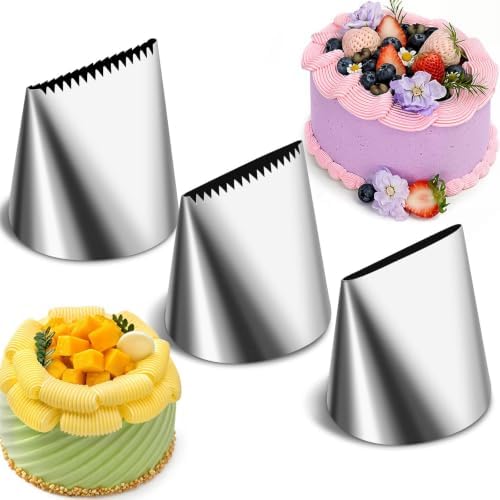 NOVANO Large Piping Tips, 3PCS Set, Stainless Steel Icing Nozzles