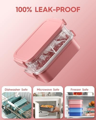 Adults Bento Lunch Box Set with Thermo Bag, 74oz Stackable Leak-proof