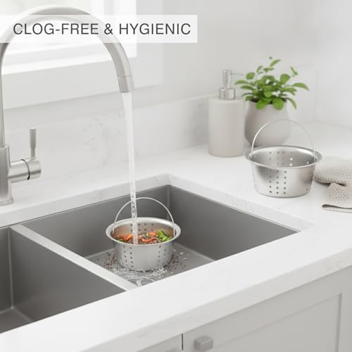 2-Pack Stainless Steel Sink Strainer and Stopper Set, Dual-Function