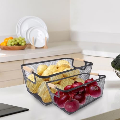 Potato and Onion Storage Bin, 2 Set Potato Bin Storage and Onion