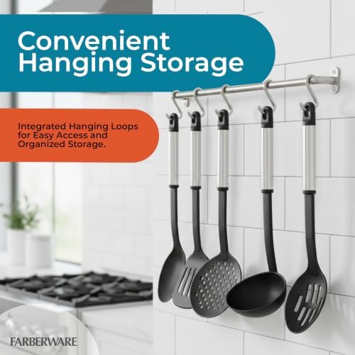 Farberware – Stainless Steel Kitchen Tool Set – Black, Set of 5