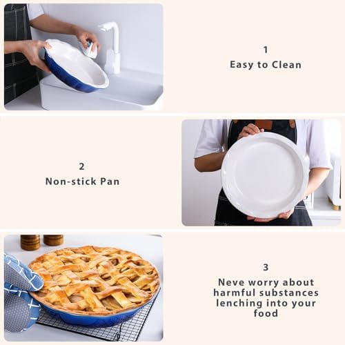 Lareina Ceramic Casserole Dish with Lid, Deep 9x13 Inch & 9 Inches Pie