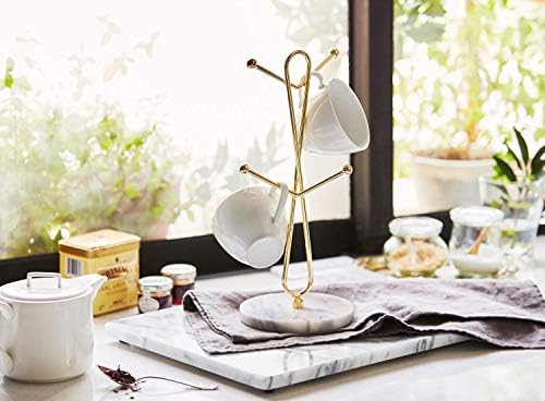 JEmarble Mug Holders with Copper Plated Standing - White Countertop
