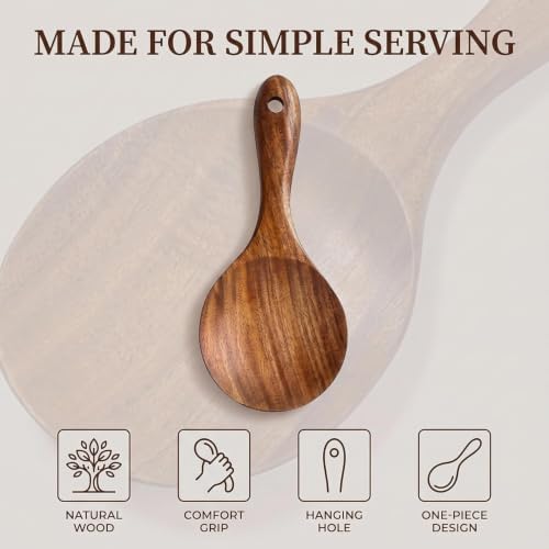 Natural Wooden Rice Spoon Non-stick Wooden Rice Paddle Rice Scooper