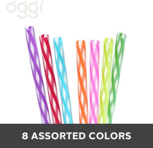 OGGI Set of 36 Twist Reusable Drinking Straws- Rainbow Straws