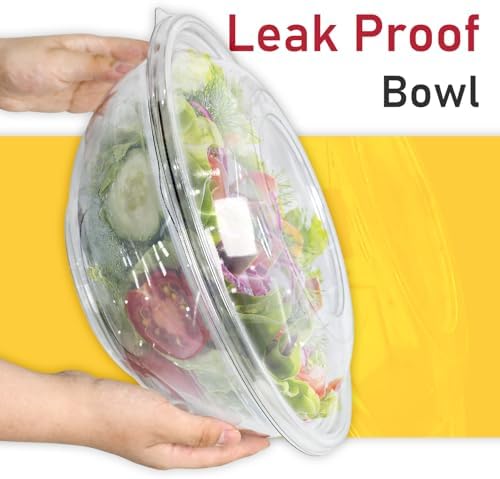 EcoDispose 160 oz Clear Disposable Round Plastic Salad Bowl Sets