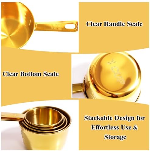 13pcs Gold Stainless Steel Measuring Cups and Spoons Set, 8