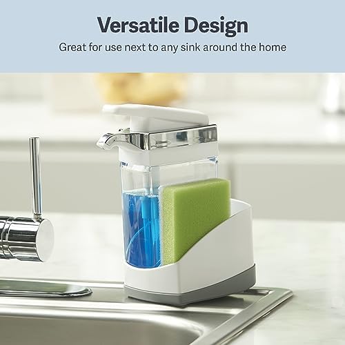 Casabella Sink Sider Solo Soap Pump and Sponge Caddy, White