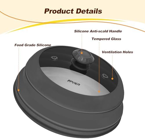 Microwave Splatter Cover, Vented Silicone & Glass Anti-Splatter Lid