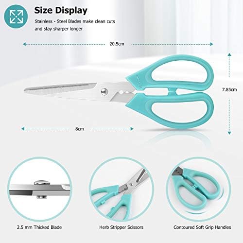 iBayam 3-Color Stainless Steel Dishwasher Safe Kitchen Shears Food