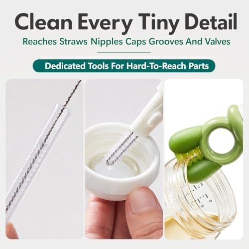 5-in-1 Long-Handle Silicone Baby Bottle Brush Set with Straw Cleaner