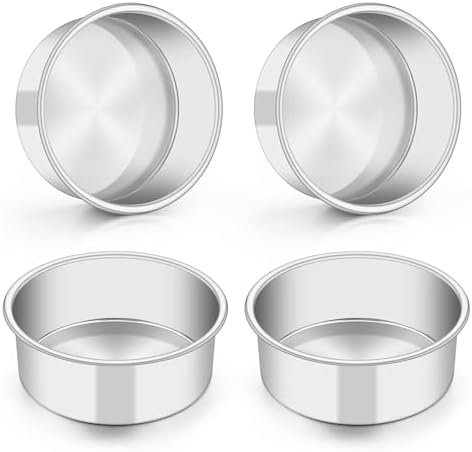 TeamFar 5 Inch Cake Pan Set of 4, Stainless Steel Small Layer Cake