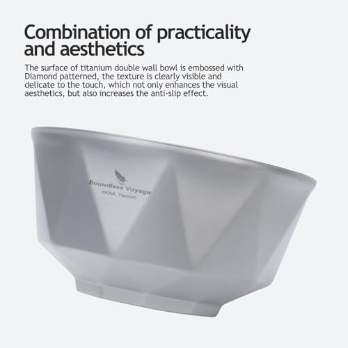 Boundless Voyage Titanium Double Walled Salad and Rice Bowls Soup