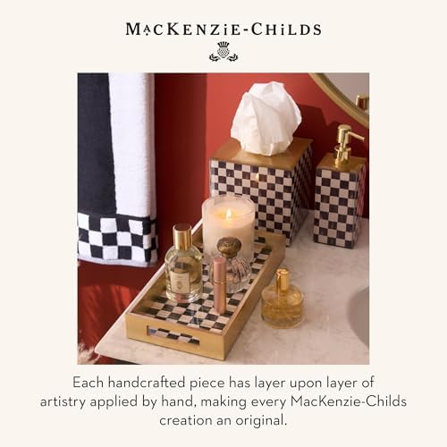 MACKENZIE-CHILDS Glass Soap Pump, Black-and-White Courtly Check