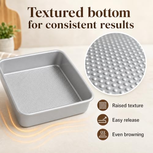 9 Inch Square Baking Pan Set of 2, Nonstick Aluminized Steel