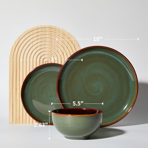 Pokini Ceramic Dinnerware Sets for 8, 24pcs Plates and Bowls Sets Dish Set