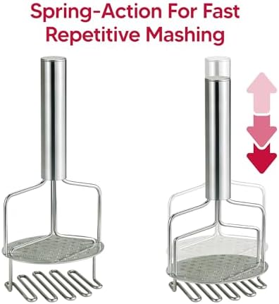 HIC Kitchen Dual-Action Potato Masher And Ricer, 18/8 Stainless Steel