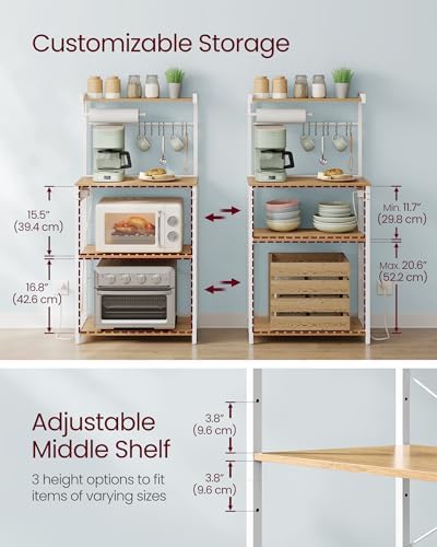 VASAGLE 4-Tier Kitchen Bakers Rack, 23.6-Inch Wide