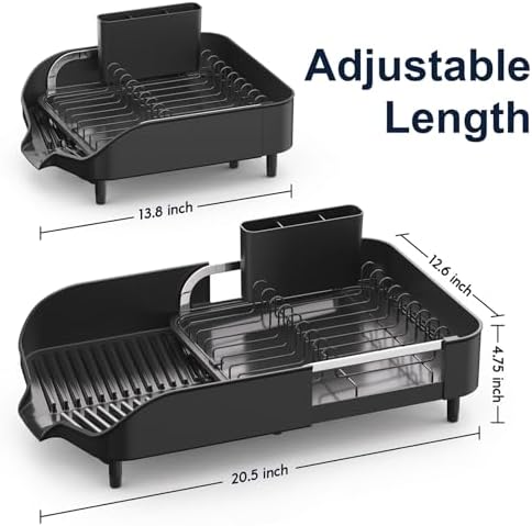 PULIDIKI Expandable Dish Drying Rack for Kitchen Counter