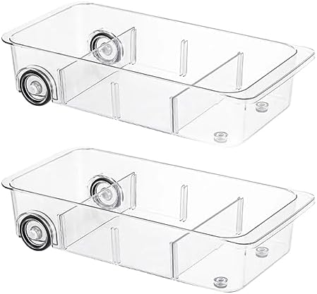 Roll-Out Refrigerator Organizers and Storage, 2 Pack Drawer Fridge