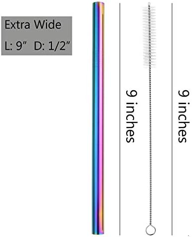 ALINK Stainless Steel Metal Boba Straws, 12mm x 9 inch Extra Wide