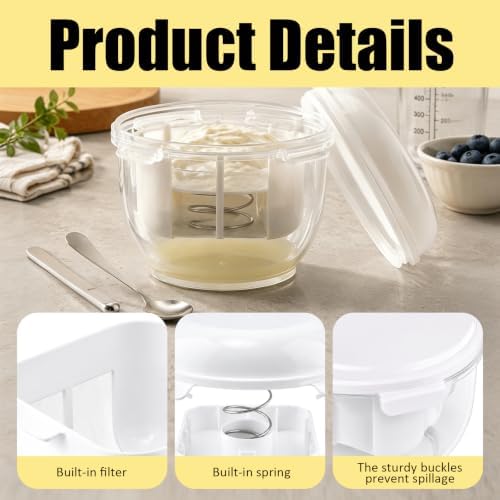Greek Yogurt Strainer Set, 2 QT Yoghurt Filter with Ultra Fine Mesh