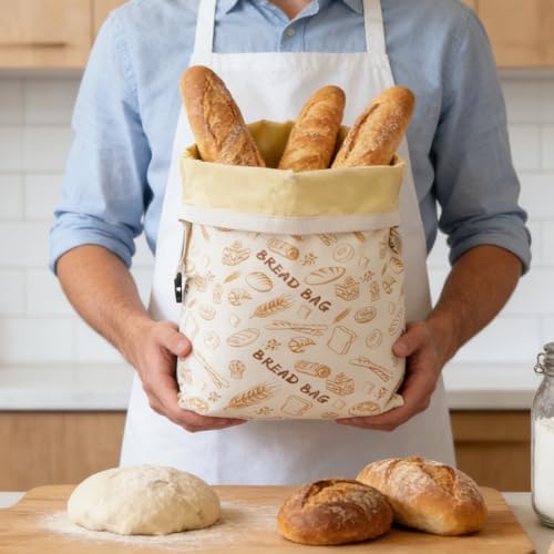 2 Rustic Harvest Beeswax Bread Bags, 17×13 Inch