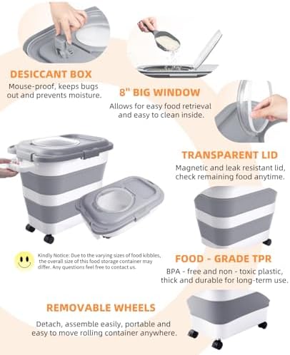 HOYTAMDAR 25-28lb Collapsible Dog Food Storage Container,Dog Food