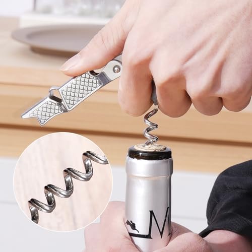 3-Pack Professional Waiter Corkscrew Wine Key with Leather Protection