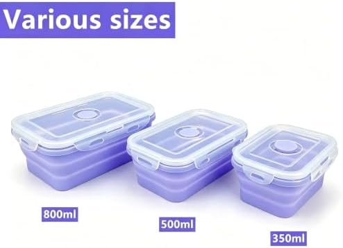 Purple Collapsible Meal Prep Containers Camping Bowls Silicone Bento