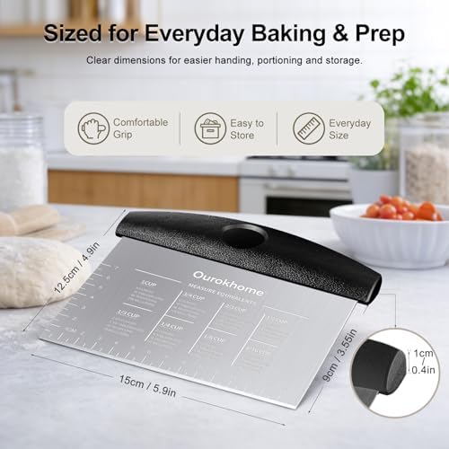 Ourokhome 2-Pack Stainless Steel Dough Scrapers