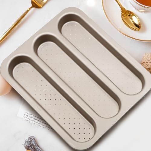 French Baguette Bread Baking Pan, 3-Cavity Non-stick Loaf Pan