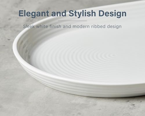 ONEMORE 16 Inch Ceramic Serving Plates for Entertaining, Set of 2