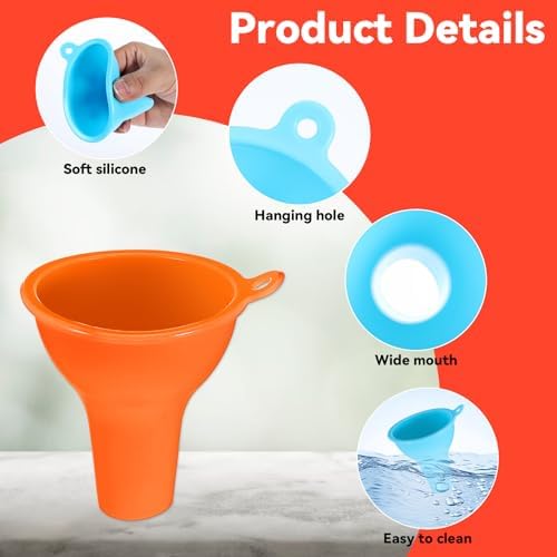 ElevateTech 4Pcs Funnels for Kitchen Use Filling Bottles Silicone