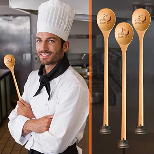 Set of 3 Chili Cook Off Trophies Prizes, 1st, 2nd, 3rd, Wooden Spoons